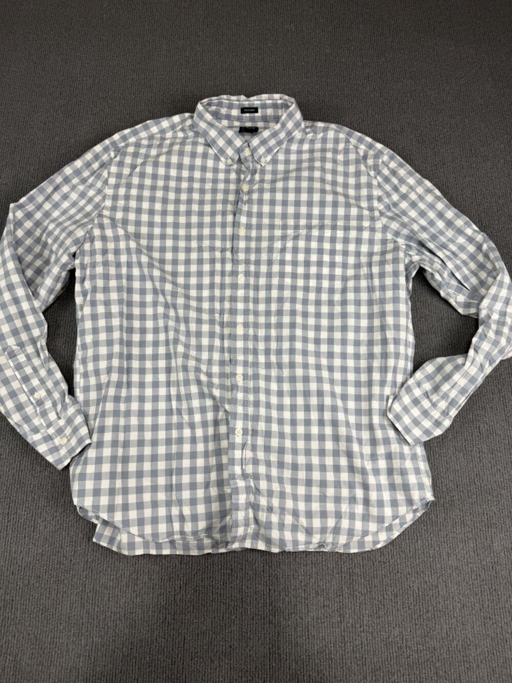 J.Crew Mens Blue & White Gingham Long Sleeve Button-Down Shirt XXL